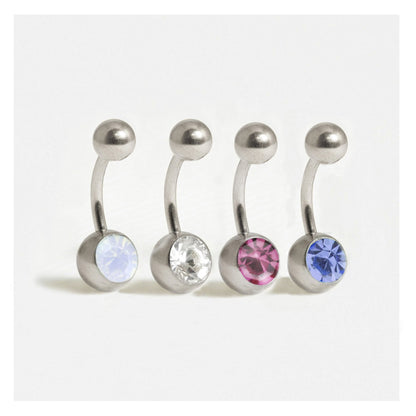 Steel Single Jewelled Belly Bar