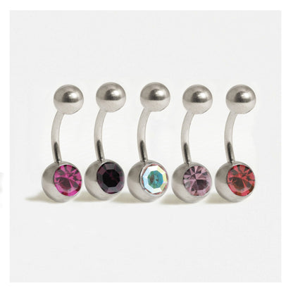 Steel Single Jewelled Belly Bar