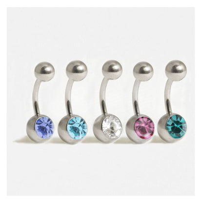 Titanium Single Jewelled Belly Bar