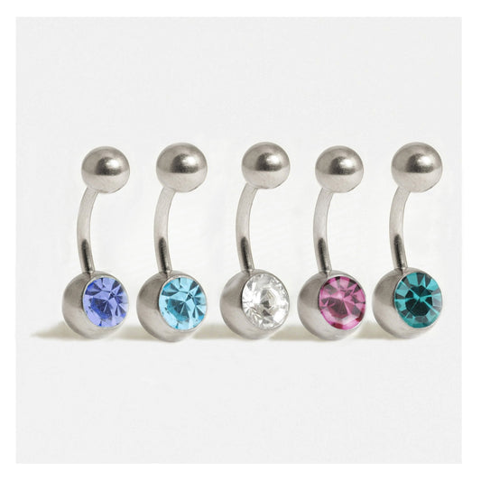 Titanium Single Jewelled Belly Bar