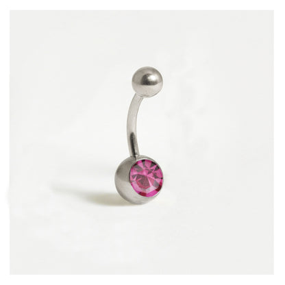 Titanium Single Jewelled Belly Bar