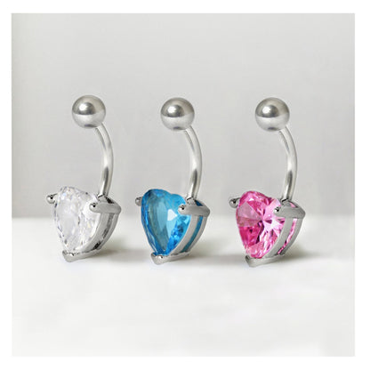Large Gemset Heart Belly Bar