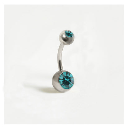 Titanium Double Jewelled Belly Bar