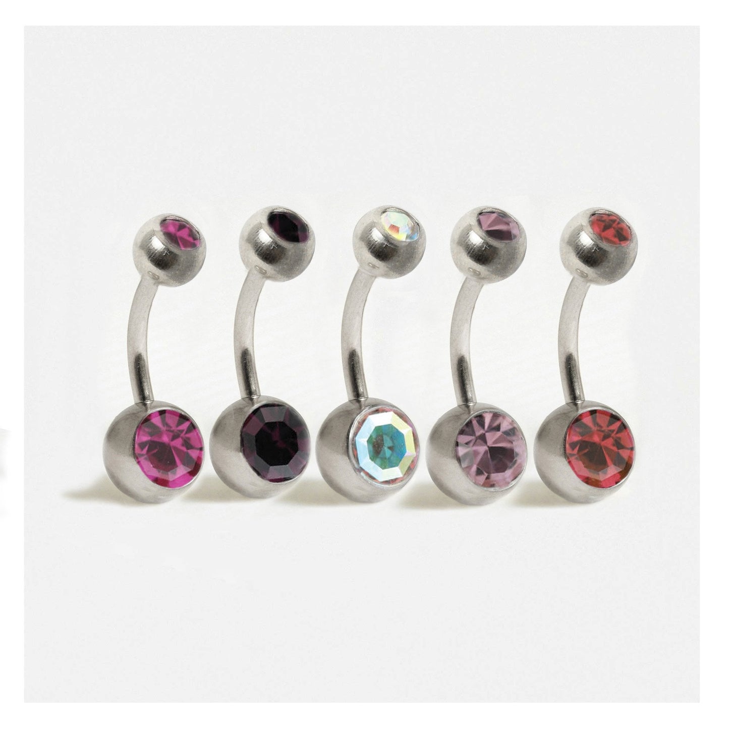 Titanium Double Jewelled Belly Bar