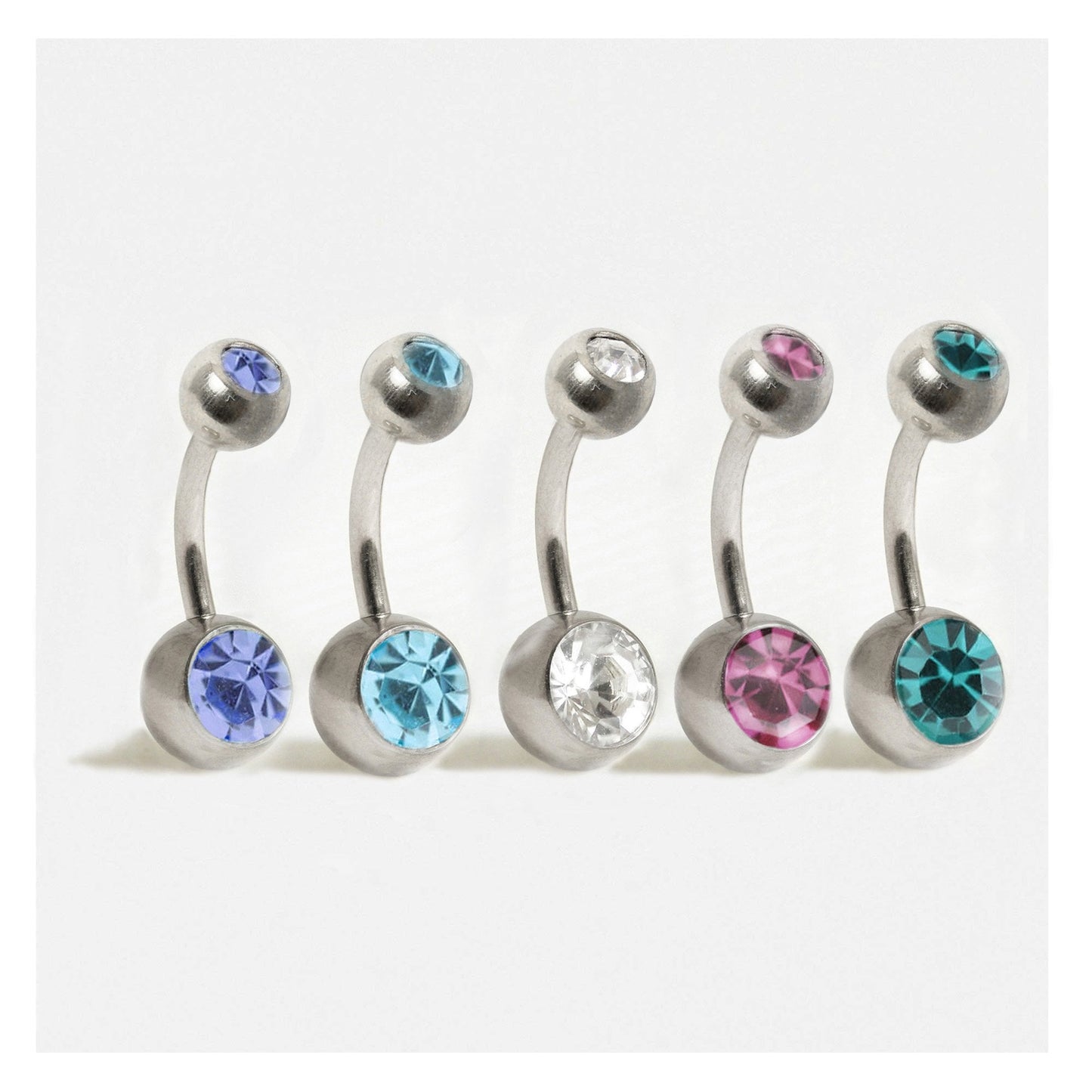 Titanium Double Jewelled Belly Bar