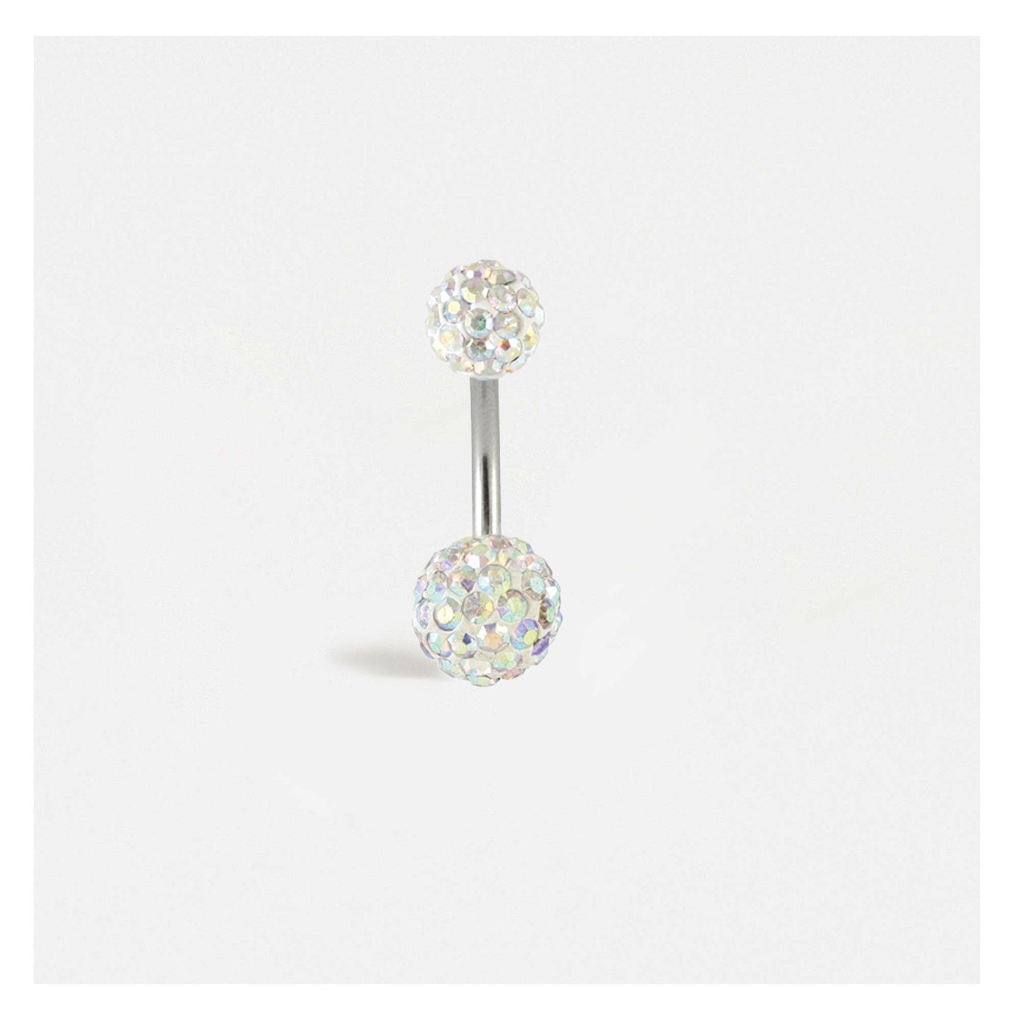 Steel Double Disco Ball Navel Bar