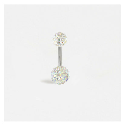 Steel Double Disco Ball Navel Bar