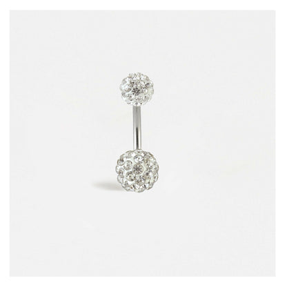Steel Double Disco Ball Navel Bar