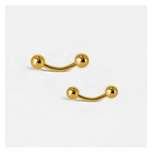 Gold PVD Titanium Curved Barbell / Eyebrow Bar - 1.2mm