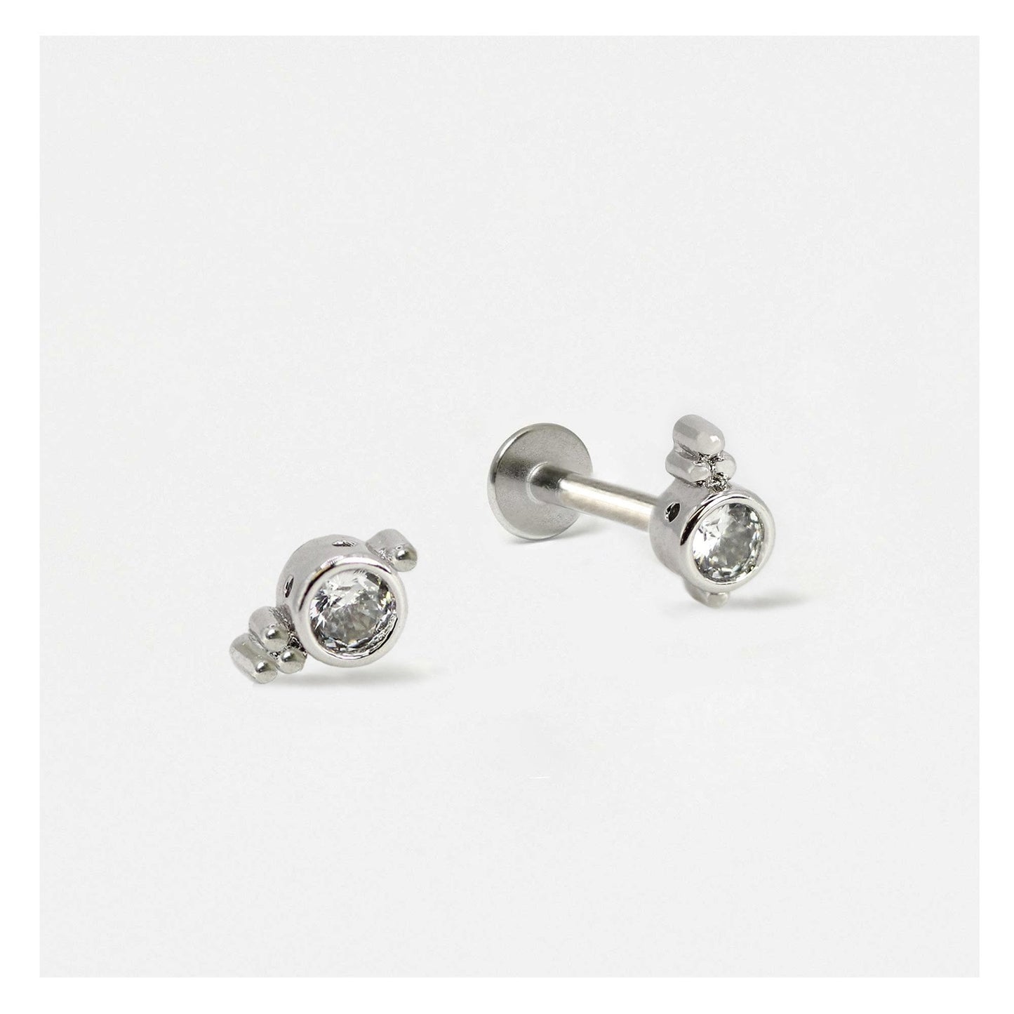 Steel Trinity Bezel Cartilage Stud