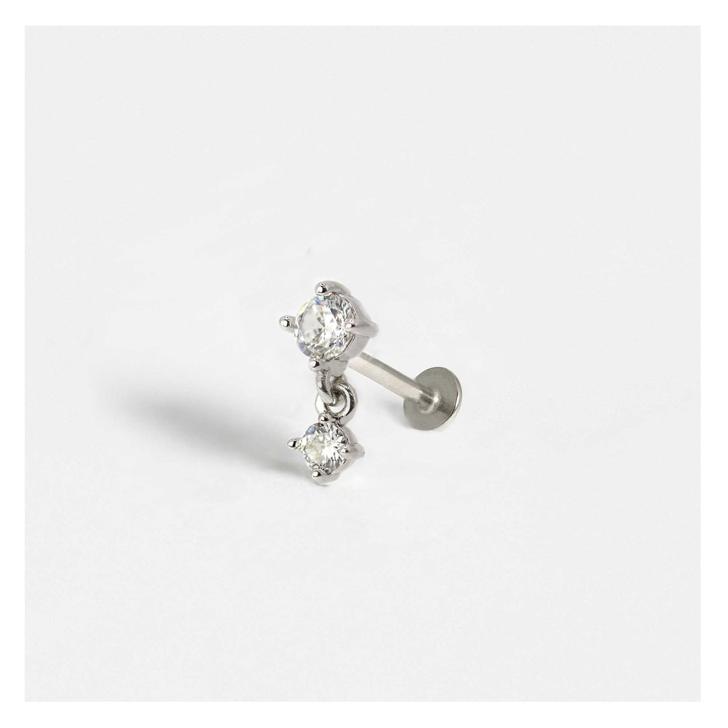 Steel Solitaire Droplet Cartilage Stud