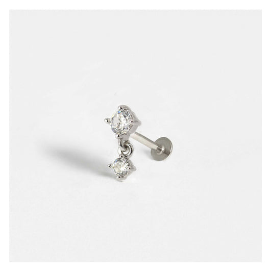 Steel Solitaire Droplet Cartilage Stud