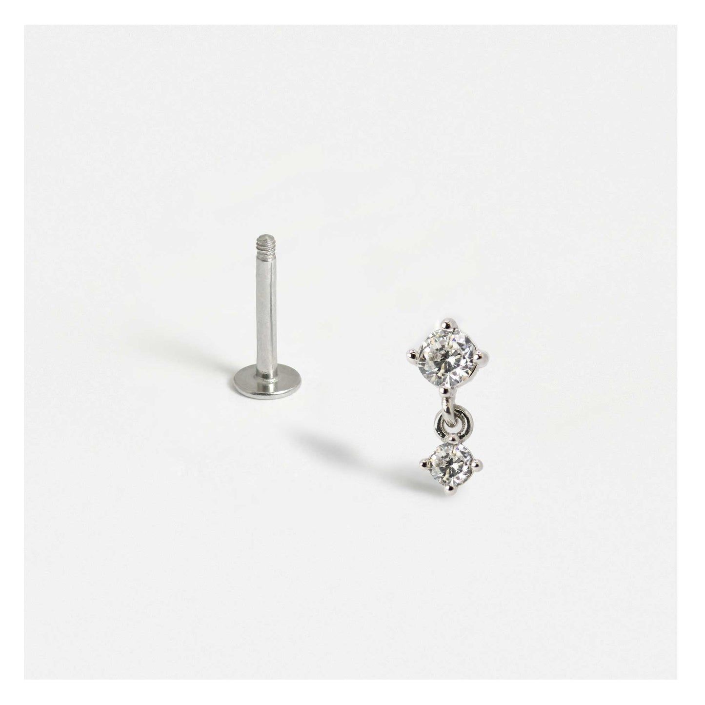 Steel Solitaire Droplet Cartilage Stud