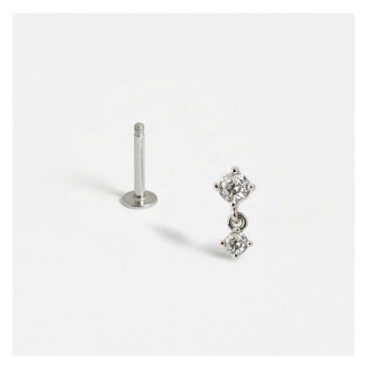 Steel Solitaire Droplet Cartilage Stud