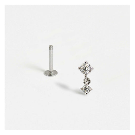 Steel Solitaire Droplet Cartilage Stud