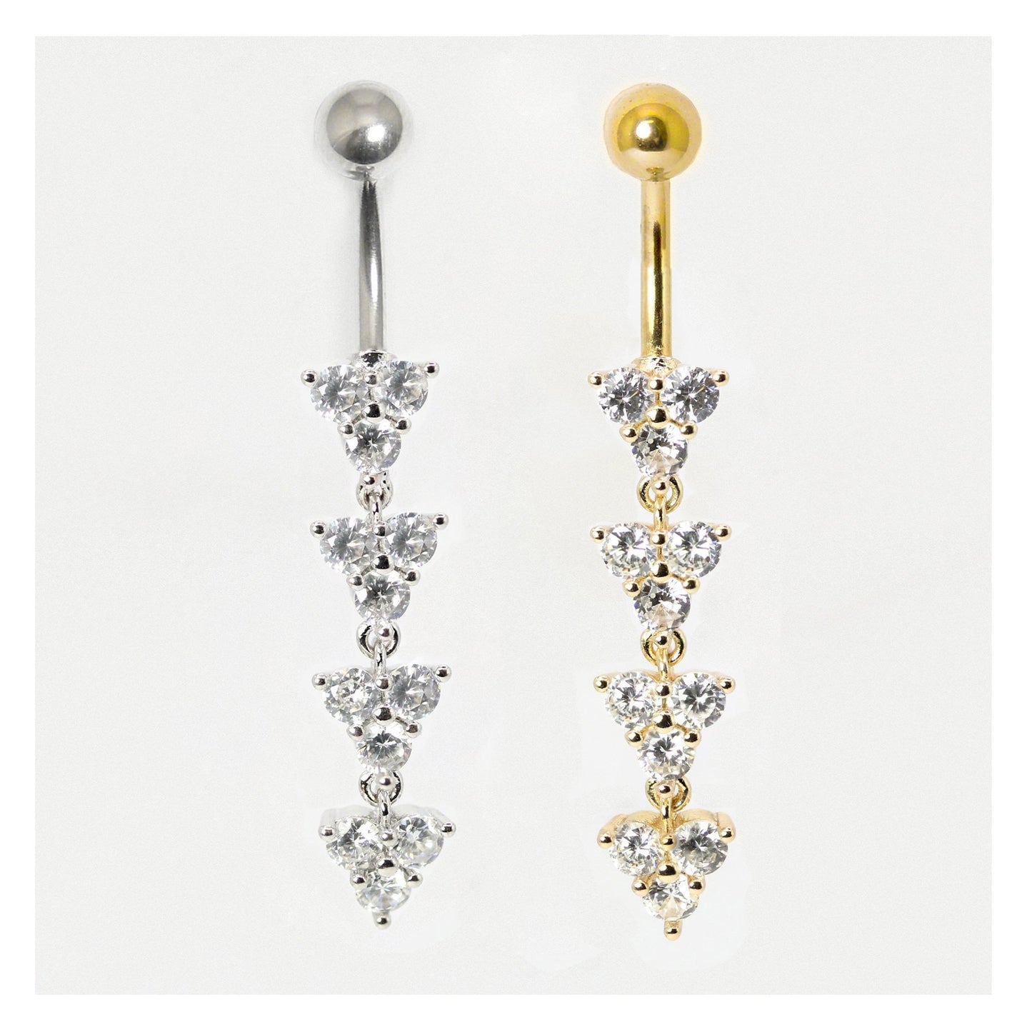 Cherish Navel Bar with Crystal Clusters