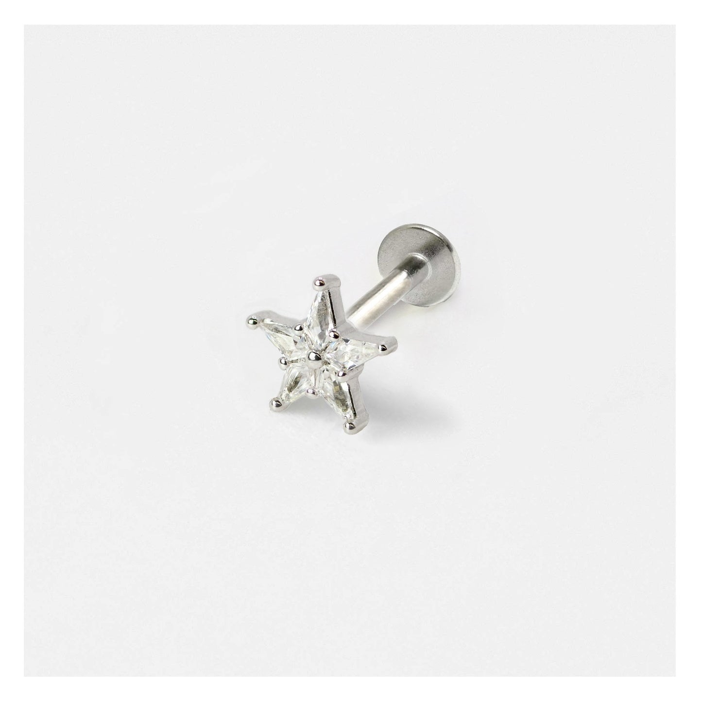 Steel North Star Cartilage Stud - Internally Threaded