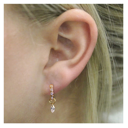 Gold Plated Glam Rox Charm Huggie Hoop Earrings - 10mm