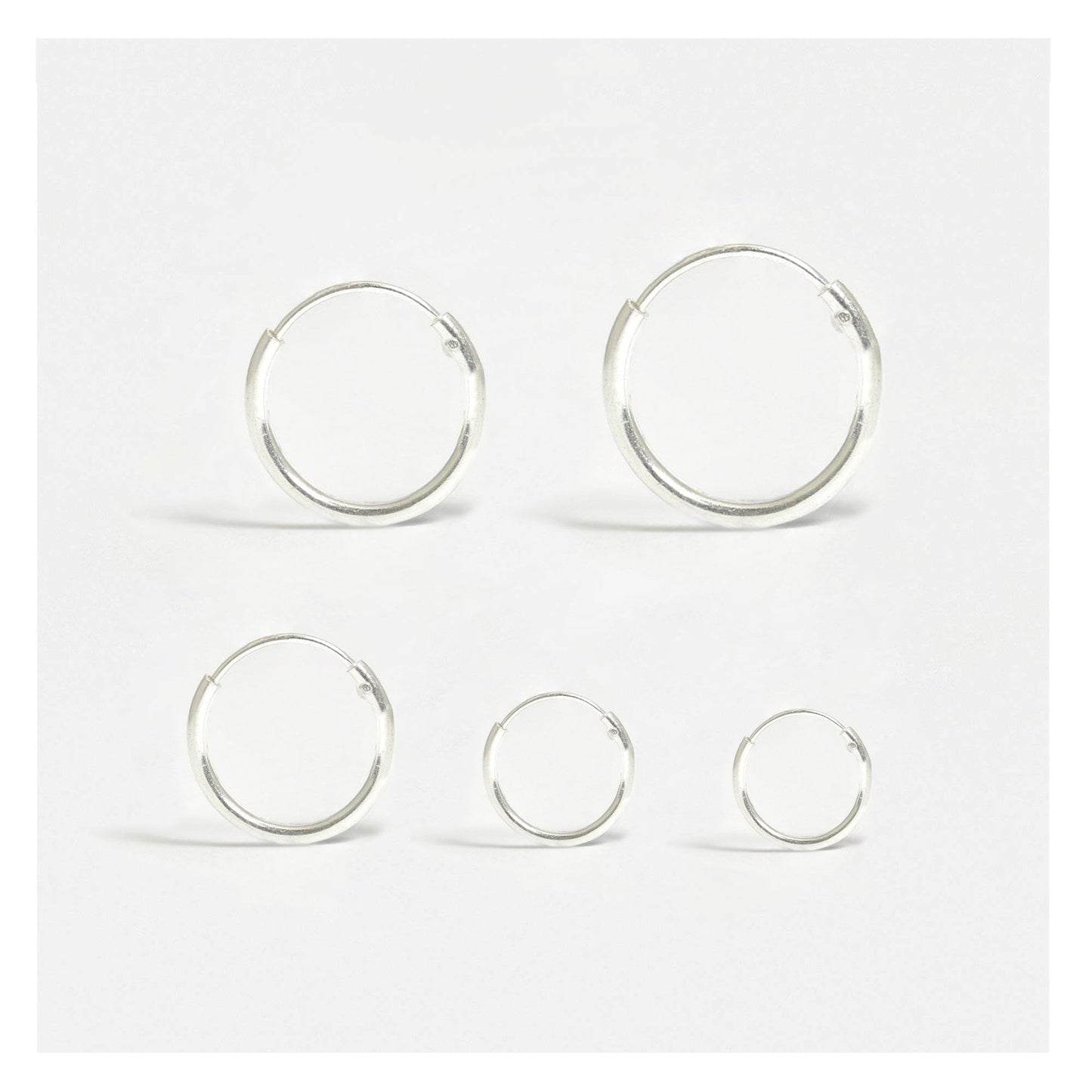 Silver Hoop Earrings 8 - 16mm