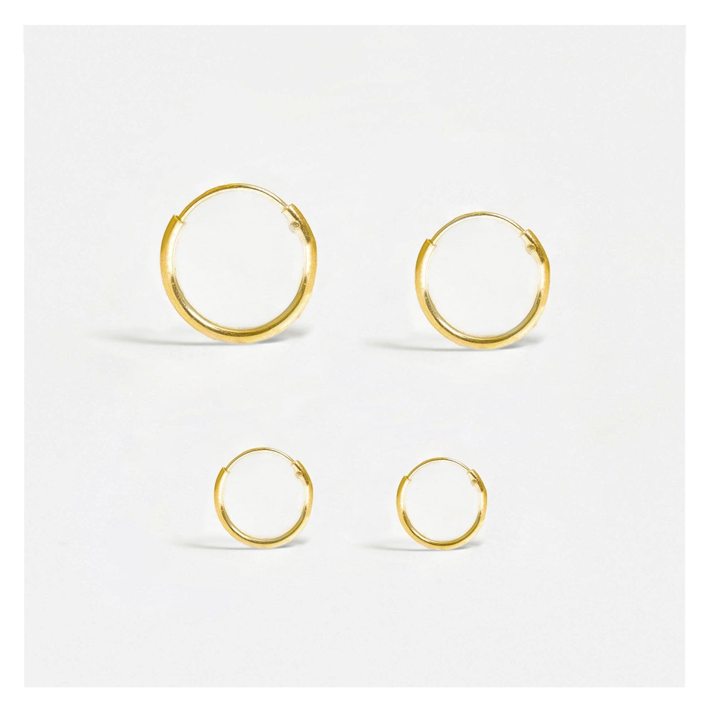 Gold Plated Silver Hoop Earrings 8 - 14mm