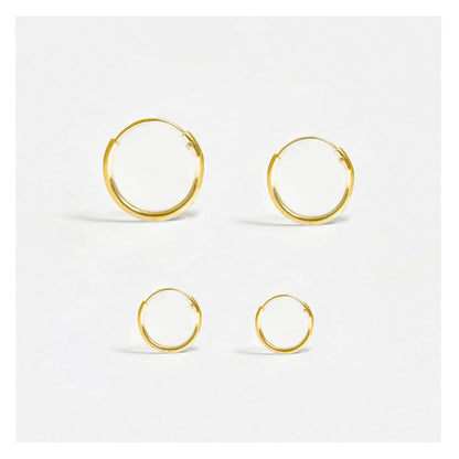 Gold Plated Silver Hoop Earrings 8 - 14mm
