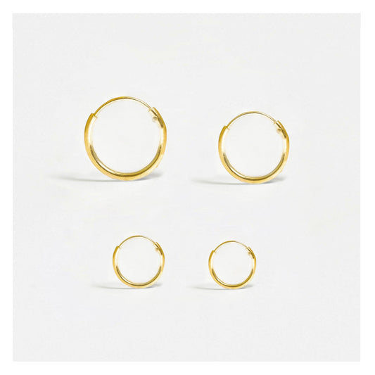 Gold Plated Silver Hoop Earrings 8 - 14mm