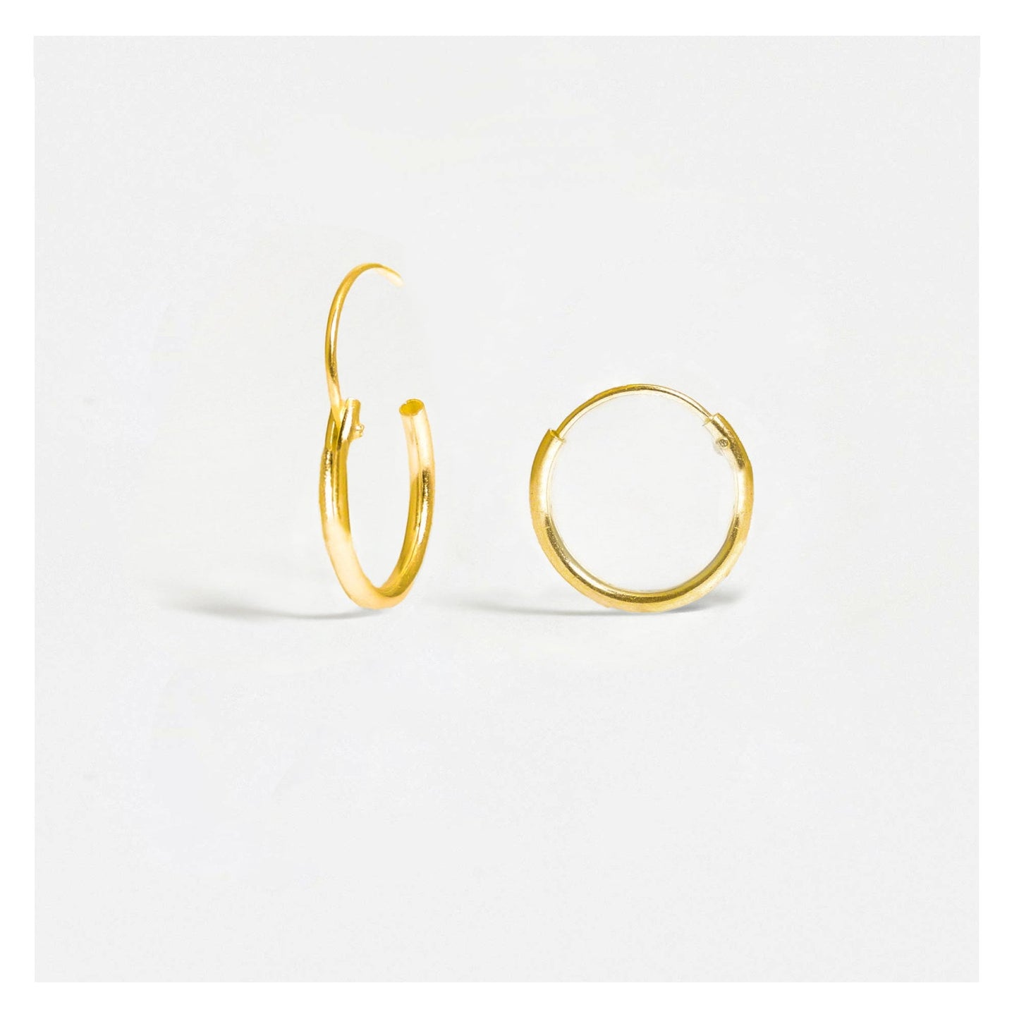 Gold Plated Silver Hoop Earrings 8 - 14mm