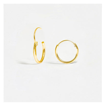 Gold Plated Silver Hoop Earrings 8 - 14mm