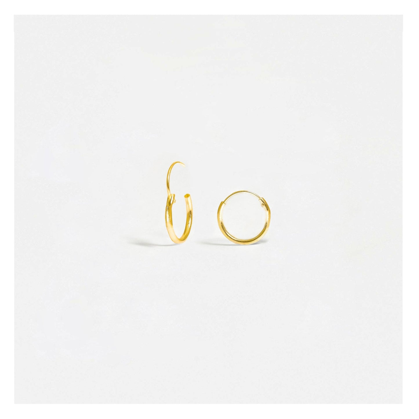 Gold Plated Silver Hoop Earrings 8 - 14mm