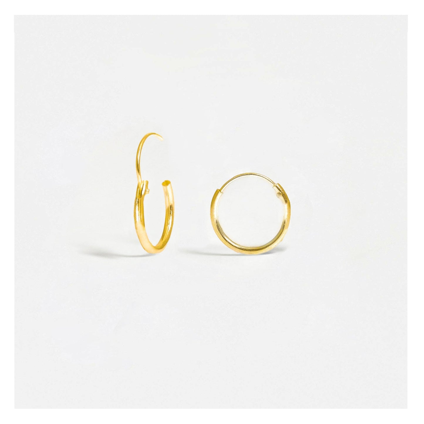Gold Plated Silver Hoop Earrings 8 - 14mm