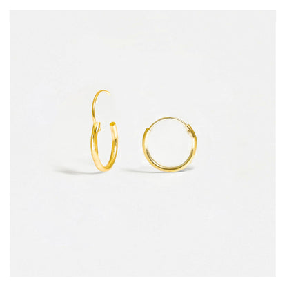 Gold Plated Silver Hoop Earrings 8 - 14mm