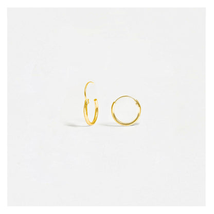 Gold Plated Silver Hoop Earrings 8 - 14mm