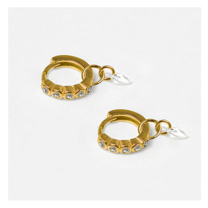 Gold Plated Glam Rox Charm Huggie Hoop Earrings - 10mm