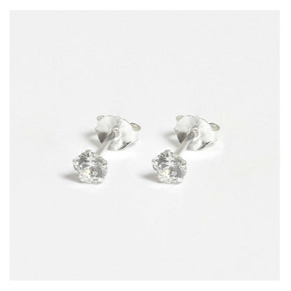 Silver Round Clear CZ Ear Studs 1.5 - 6mm