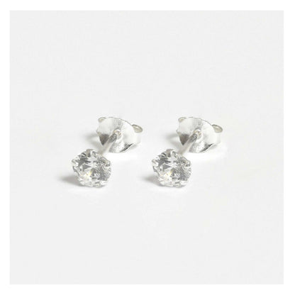 Silver Round Clear CZ Ear Studs 1.5 - 6mm
