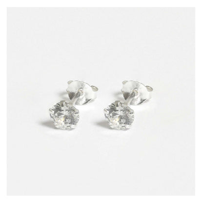 Silver Round Clear CZ Ear Studs 1.5 - 6mm