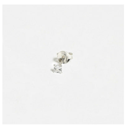 Silver Square Clear CZ Ear Studs 2 - 6mm