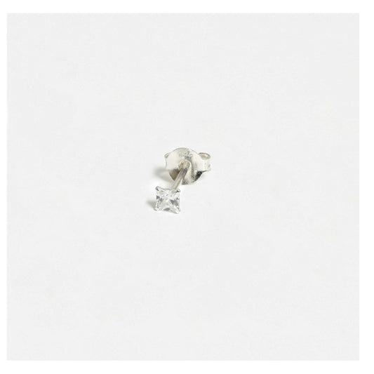 Silver Square Clear CZ Ear Studs 2 - 6mm