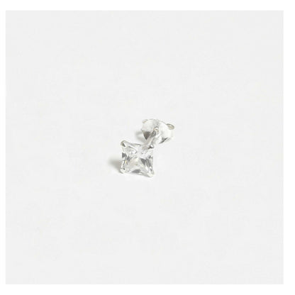 Silver Square Clear CZ Ear Studs 2 - 6mm