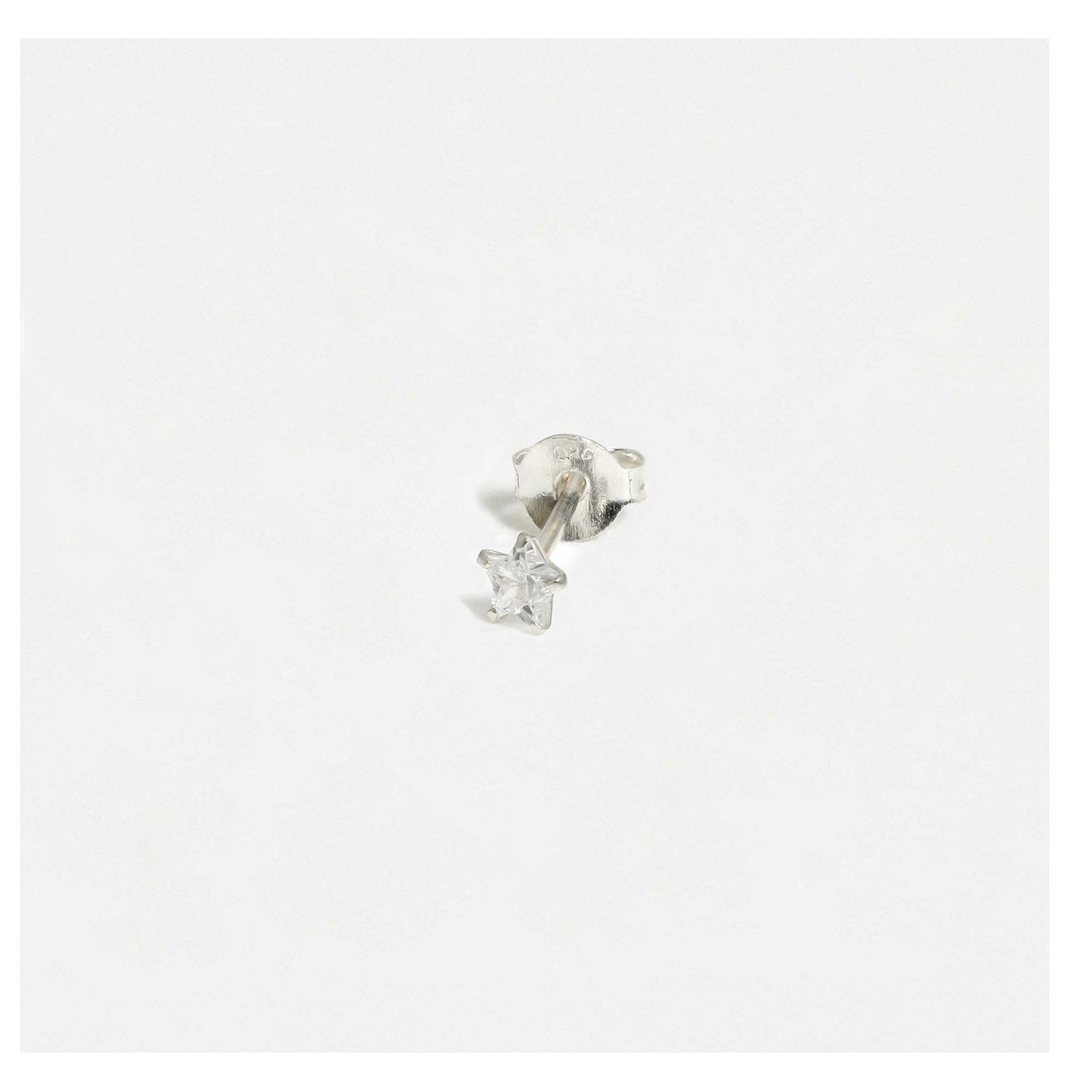 Silver Star Clear CZ Ear Studs 3 - 6mm