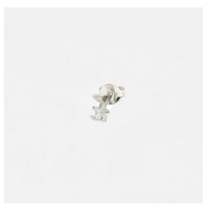 Silver Star Clear CZ Ear Studs 3 - 6mm