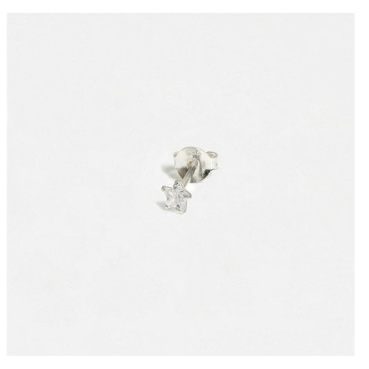 Silver Star Clear CZ Ear Studs 3 - 6mm