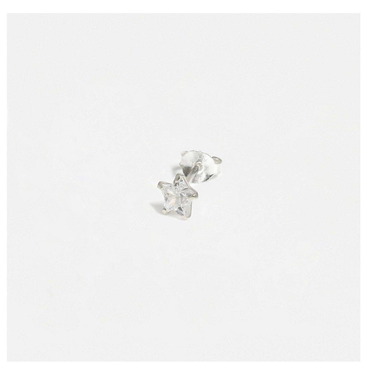 Silver Star Clear CZ Ear Studs 3 - 6mm