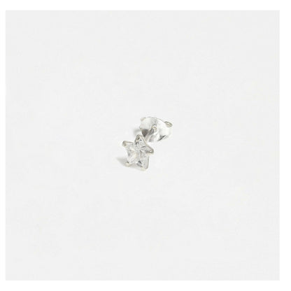 Silver Star Clear CZ Ear Studs 3 - 6mm