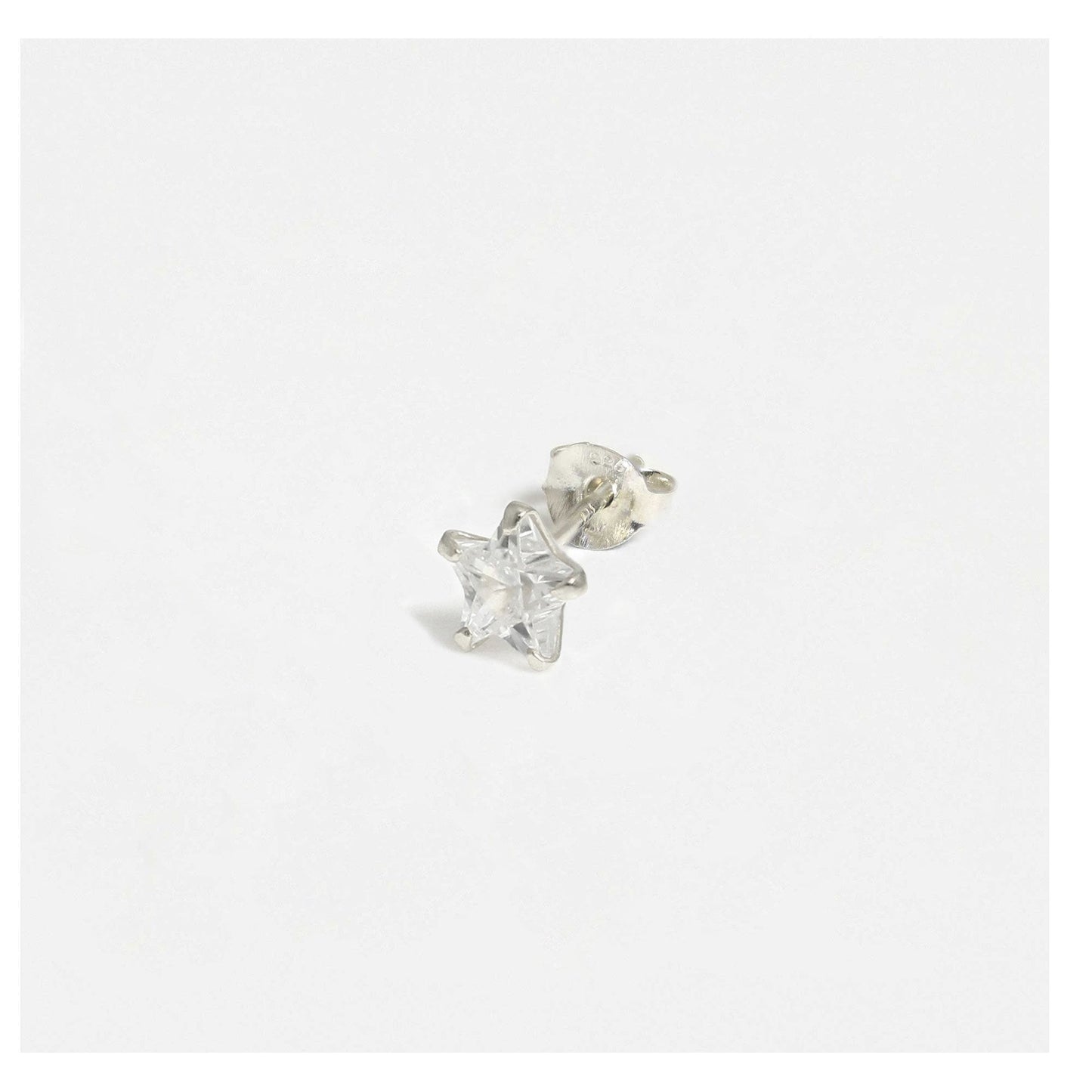 Silver Star Clear CZ Ear Studs 3 - 6mm
