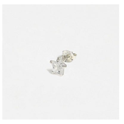 Silver Star Clear CZ Ear Studs 3 - 6mm