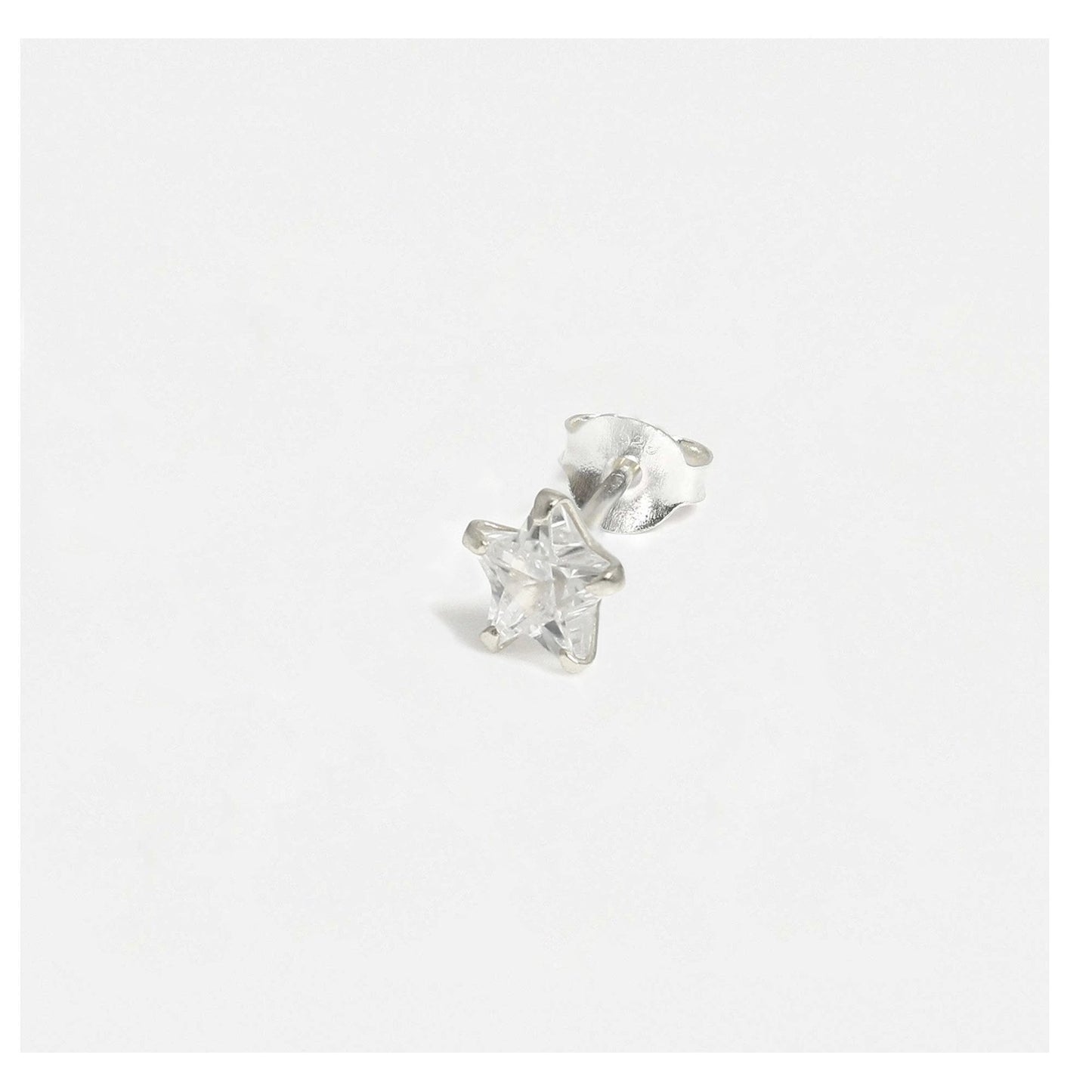 Silver Star Clear CZ Ear Studs 3 - 6mm
