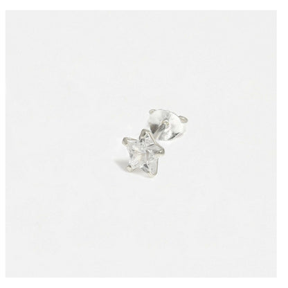 Silver Star Clear CZ Ear Studs 3 - 6mm