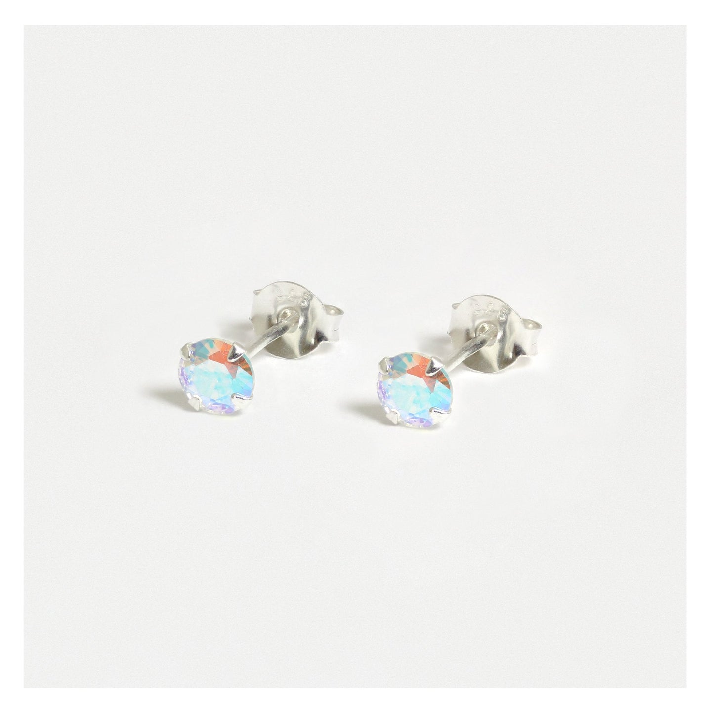 Silver Crystal Rainbow Studs - 5mm