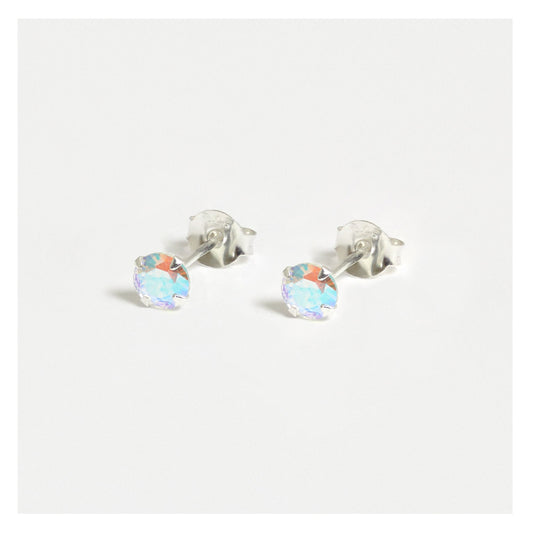 Silver Crystal Rainbow Studs - 5mm
